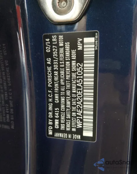 2014 Porsche Cayenne S Hybrid z USA, uszkodzony, nr VIN WP1AE2A20ELA51052